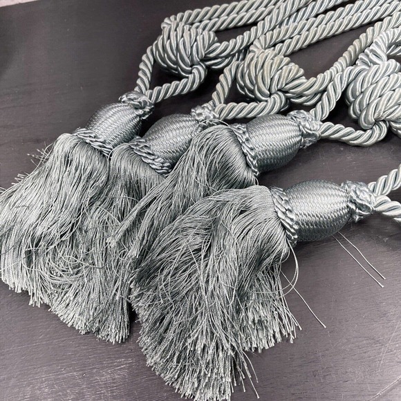 Vintage 4 Large Aqua Blue Twisted Rope Curtain Tie Backs Tassels 20 Inch - Picture 2 of 7
